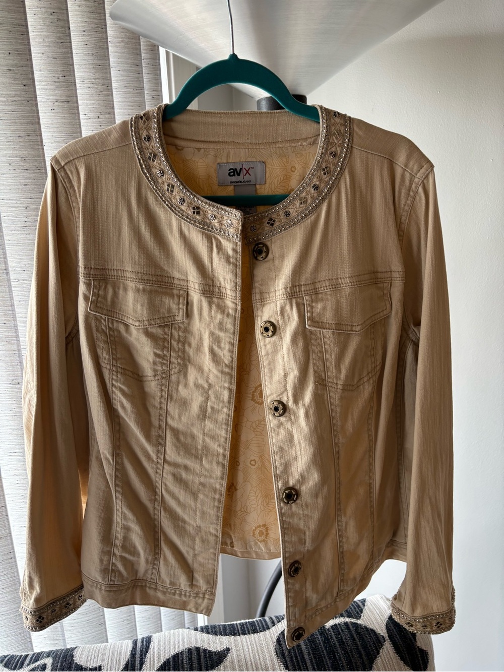AVX Women's Embellished Beige Jacket